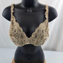 Second Skin Satin Lace Sheer Underwire Bra Vintage Taupe 38C Style 33580 - $20.80 CAD
