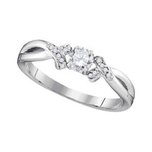 10k White Gold Round Diamond Solitaire Bridal Wedding Anniversary Ring 1/3 Cttw - £448.02 GBP