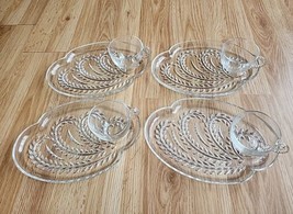 Vintage 1950&#39;s Homestead Snack Set by Federal Glass Four Plates Four Cups Glass - £31.92 GBP