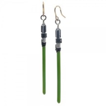 Star Wars Green Light Saber 2.25&quot; Long Loop Pierced Earrings NEW UNUSED - £7.75 GBP