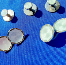 Art Deco Sterling Silver Guilloche Enamel Cufflink Buttons Set Antique - £2,374.08 GBP