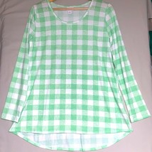 LulaRoe Lynnae Tunic Shirt Womens M Green White Gingham picnic buffalo plaid - £18.99 GBP