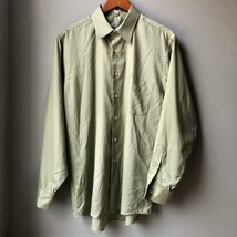 Geoffrey Beene Regular Fit Shirt Green Saten Cotton Polyester Blend Button down  - $18.51