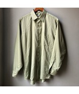 Geoffrey Beene Regular Fit Shirt Green Saten Cotton Polyester Blend Butt... - £14.66 GBP