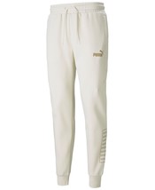 PUMA Mens Gold Logo Fleece Jogger Pants Color Ivory Size Small - £43.54 GBP