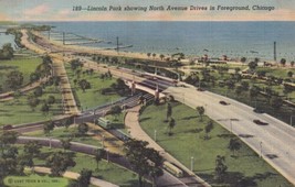 Lincoln Park Chicago Illinois IL North Avenue Drives Postcard C56 - £2.33 GBP