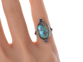 sz4  40&#39;s-50&#39;s Vintage Navajo Sterling and turquoise ring - £59.16 GBP