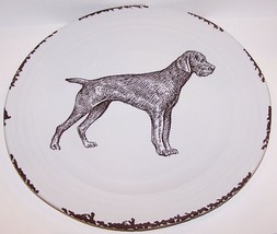 Fabulous Large Ruff Hewn Porcelain Rustic Hunting Dog 14&quot; Serving Platter - £43.65 GBP