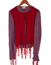 Vtg Legate Red &amp; Purple Knit Cardigan Fairy Lace Whimsical Bohemian Shee... - $44.54