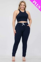Plus Size Crop Tank Top &amp; Ruched Pants Set - $513.98 MXN