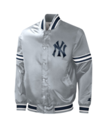 New York Yankees Men&#39;s  Starter Gray Slider Satin Full-Snap Varsity Jacket - $109.99