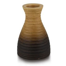 Wooden Ombre Carved Lines Milk Bottle Shaped 6-inch Vase - £18.05 GBP