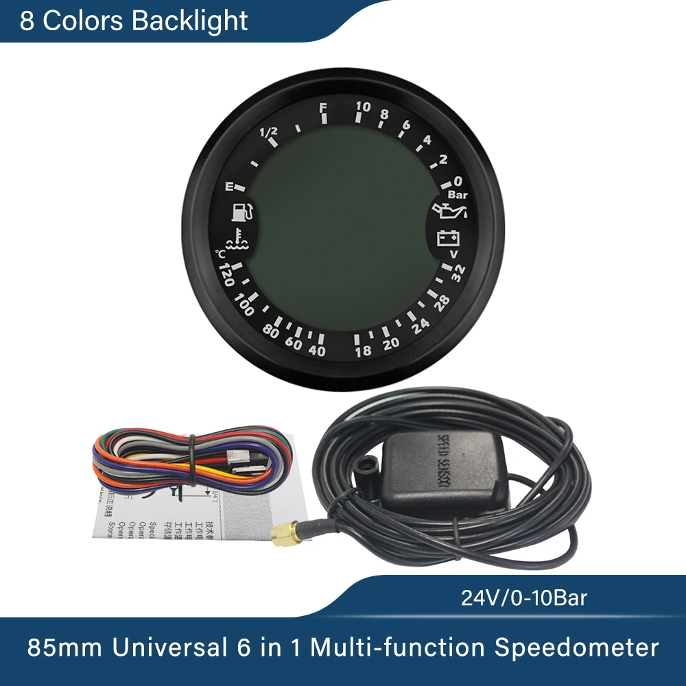 Universal 6 in 1 Multi-functional Gauge GPS Speedometer Tachometer Hour Water Te - £337.19 GBP