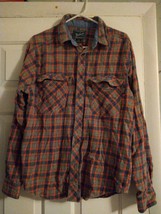 Woolrich (Mens MED) Trout Run Flannel Shirt Blue Orange Plaid Long Sleeve Cotton - £15.10 GBP