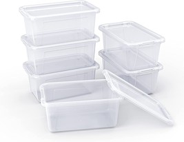 Gamenote Plastic Storage Bins With Lids - 5 Qt, 12 Pack Clear Small Stackable - £53.98 GBP