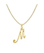 Genuine 14K Yellow Gold 0.78&quot; Fancy Cursive Letter Initial M Necklace 16... - $369.35 CAD+