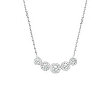 2.38 Cts Moissanite Rond 14K Plaqué or Blanc Station Pendentif Collier - £123.76 GBP