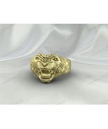 Trendy Loin Design Signet Men Ring, High Quality Yellow Brass Handmade J... - $61.00