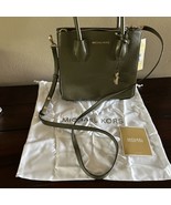 MK Michael Kors Mercer MD Acrdion Messenger Leather Olive Handbag (B4) - £131.68 GBP