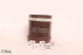 Yahtzee Game Leather Dice Cup with 5 Dices Felt Lining Quiet Shaker Dice Shaker - £29.56 GBP