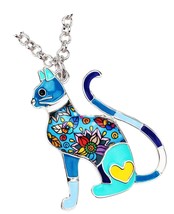 Statement Enamel Alloy Chain Cat Necklaces Pendant - $47.83