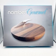 Nambe Harmony Acacia Wood Cheese Board with Stainless Steel- Brown Silver - £51.12 GBP