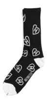 Hall of Fame Mens Black H Love Hearts Tall Crew Socks New in Package 2nd... - $8.99