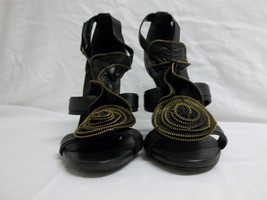 BCBG Max Azria Size 9 M Myra Black Leather Open Toe Heels New Womens Shoes NWOB - £94.17 GBP