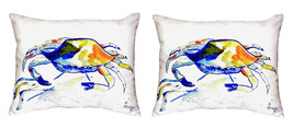 Pair of Betsy Drake Yellow Crab No Cord Pillows 16 Inch X 20 Inch - £62.27 GBP