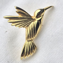 Humming Bird Gold Tone Brooch Vintage Pin - £7.97 GBP