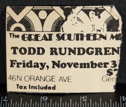 Vintage Todd Rundgren Ticket Stub November 3 1978 Orlando Great Southern tob - £26.03 GBP