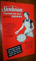 1953 VINTAGE SUNBEAM CONTROLLED HEAT FRYPAN INSTRUCTION MANUAL COOK BOOK... - $5.93