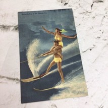 Collectible Postcard Skiing Is Fun In The Florida Sun Tandem Partners Vintage - £7.77 GBP