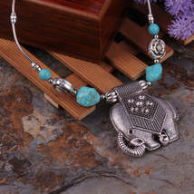 Elephant Charm Turquoise Necklace - £9.12 GBP