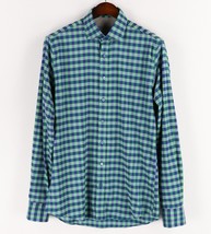 Twillory Performance Dress Shirt Mens 16 X 36/37 Blue Green Checks Tailored Fit - $32.47