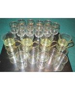 23 Vintage Retro 70s Barware Gold Rim Shot Glasses Drinking Light Glass ... - $85.00