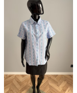 Traditional Swiss Edelweiss Shirt Atrium Blue Short Sleeve Women - $25.00