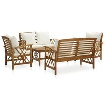 vidaXL Cream White Acacia Wood Garden Lounge Set (5-Piece), Weather-Resistant - $16,540.54 MXN