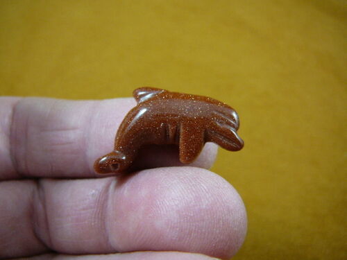 (Y-DOL-505) little Dolphin orange 1&quot; gemstone carving FIGURINE love dolp... - $8.59