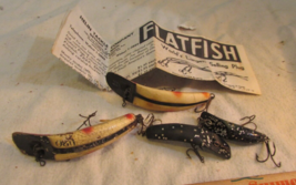 LOT OF 4 Vintage Helin Flatfish WHITE BLACK SILVER  Fishing Lure, - £17.98 GBP