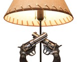 Double Six Shooter Revolver Gun Pistols With Belt Bullets Table Lamp Statue - $79.99