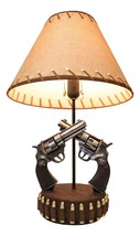 Double Six Shooter Revolver Gun Pistols With Belt Bullets Table Lamp Statue - £62.90 GBP
