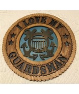 Handcrafted I Love My Guardsman USCG Coast Guard Rnd Wood Plaque Trivet ... - $372.79 MXN