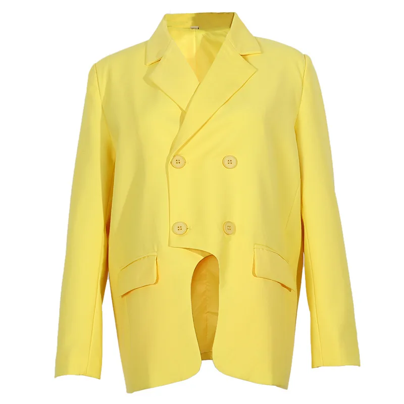 GetSpring Women Blazer Double Breasted Hem Arc Full Sleeve Ladies Suit C... - $254.93