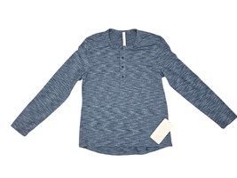 Lululemon Pulse Slub Henley Lightweight Rulu Heathered Alberta Lake Mens... - $47.50