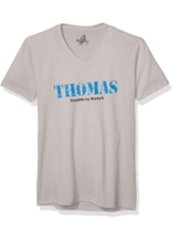 Marky G 6440 Adult Unisex Thomas Graphic Sueded V-Neck T-Shirt Light Gray Small - £7.06 GBP