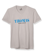 Marky G 6440 Adult Unisex Thomas Graphic Sueded V-Neck T-Shirt Light Gra... - $106.81 MXN