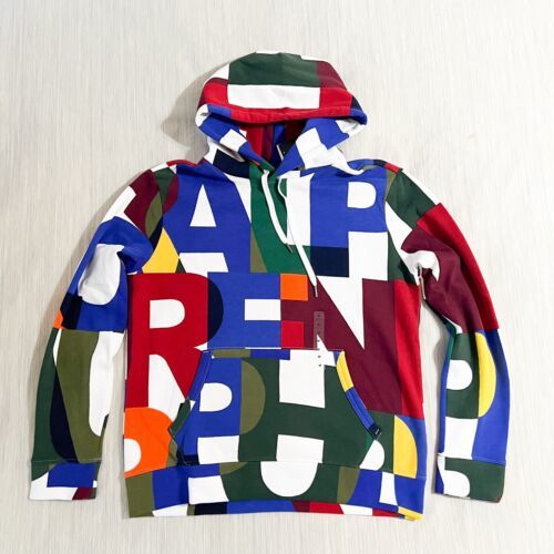 Polo Ralph Lauren Multicolor MONOGRAM LOGO Hooded Sweatshirt NWT sz M - £141.54 GBP