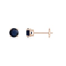 ANGARA Natural 0.66 Ct A-Grade Round Blue Sapphire Stud Earrings in 14K Gold - £290.27 GBP