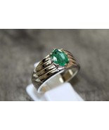 925 Silver Emerald Ring Men 2.5 Ct Emerald Engagement Ring Natural Emera... - £64.88 GBP